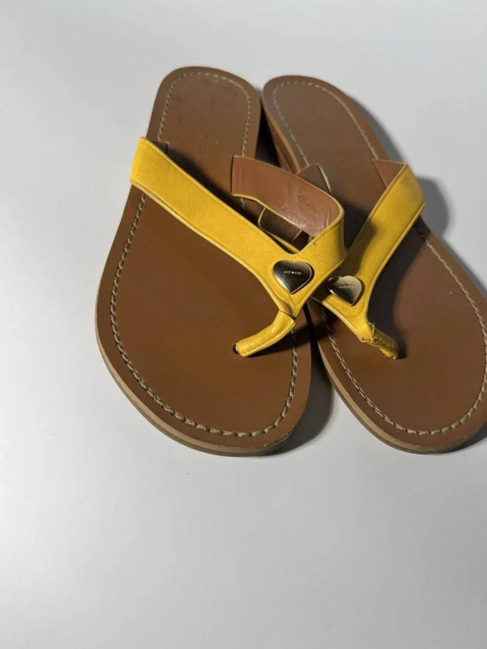 Coach Chapel Leather Slide Sandals Mustard Women’s Size 5.5